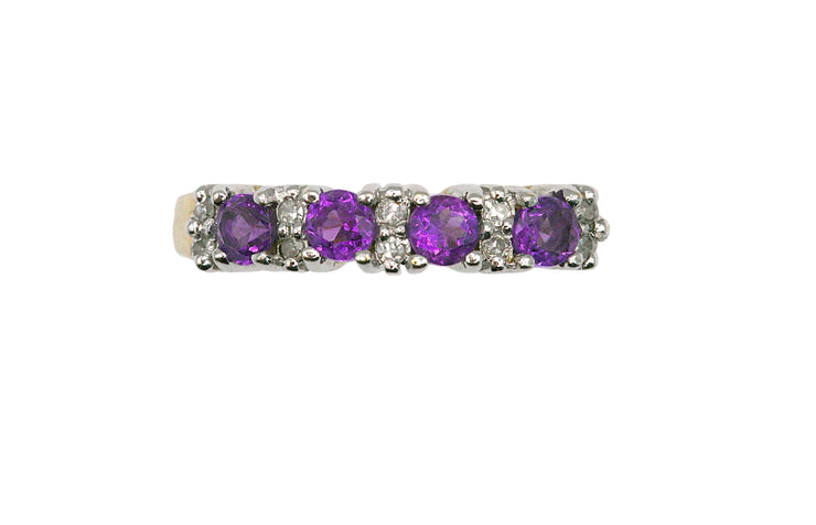 Amethyst & Diamond Half Eternity Ring