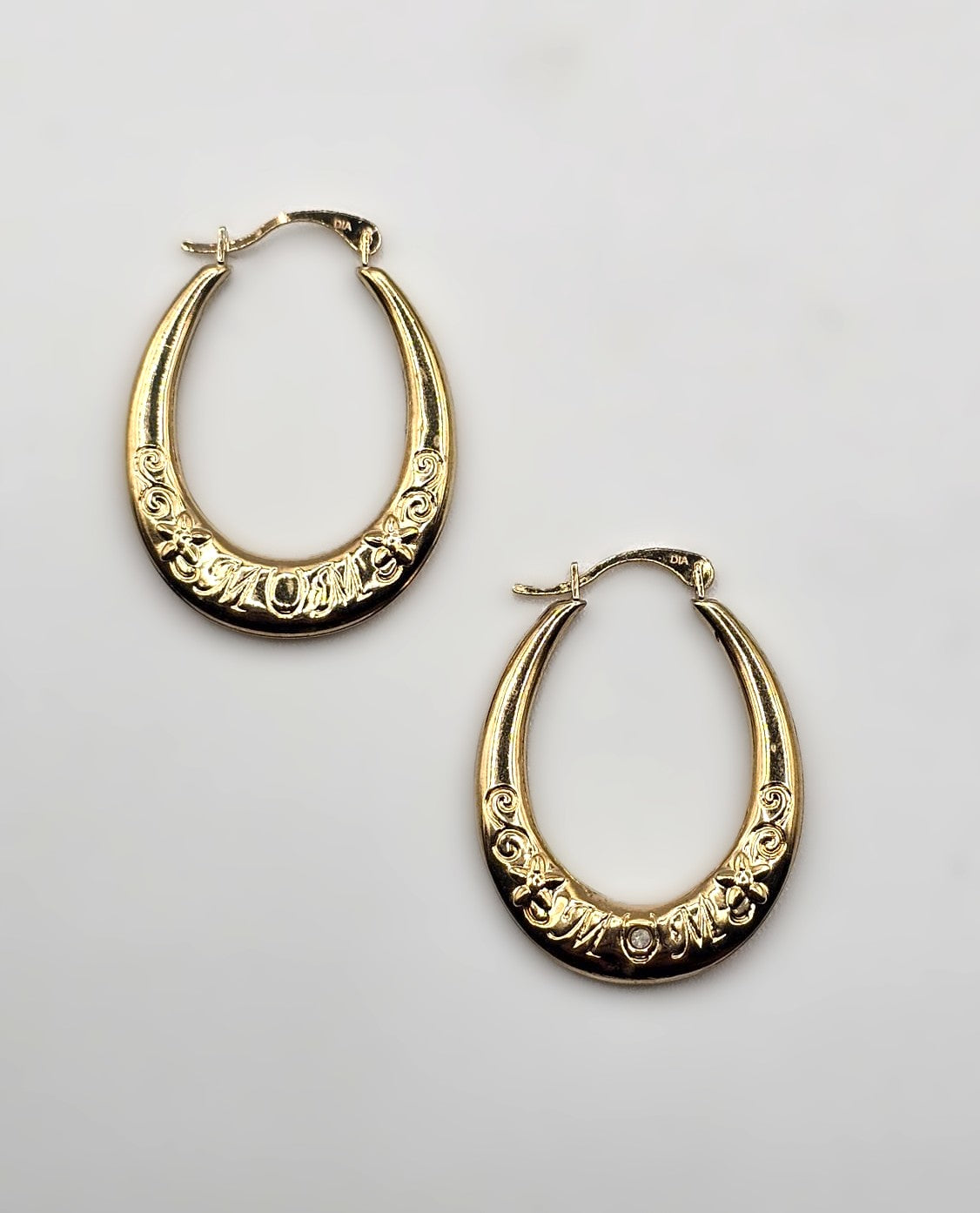 Diamond "MUM" Hoop Earrings 9ct Yellow Gold