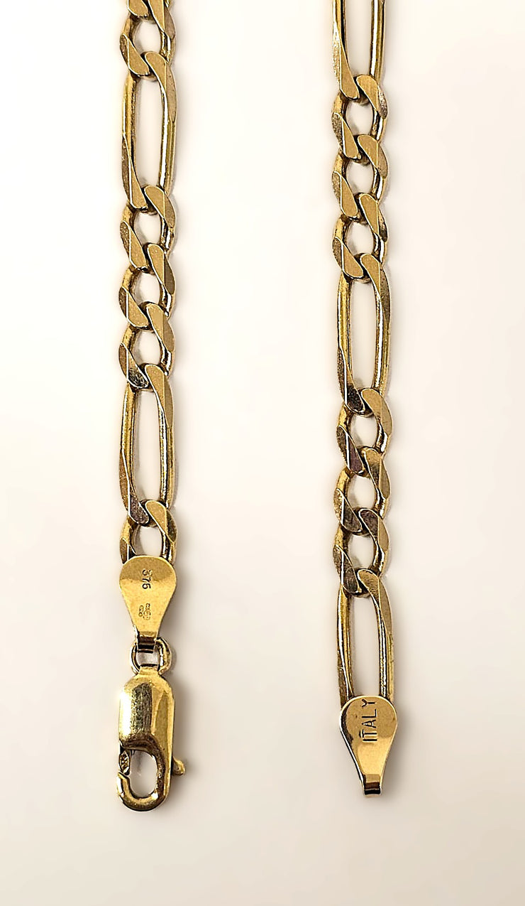 Crucifix Pendant with Figaro Chain - 9ct Gold - 20"