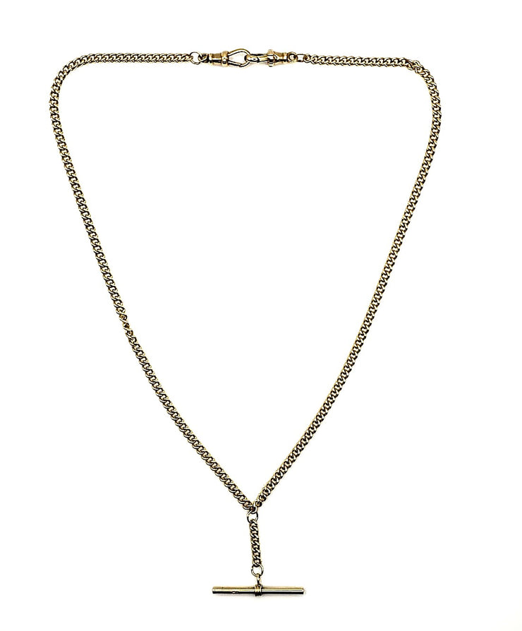 T-Bar Curb Chain Necklace - 9ct Gold - 18"