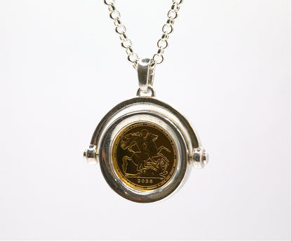 Quarter Sovereign Spinning Pendant with Sterling Silver Chain