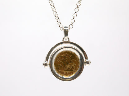 Quarter Sovereign Spinning Pendant with Sterling Silver Chain