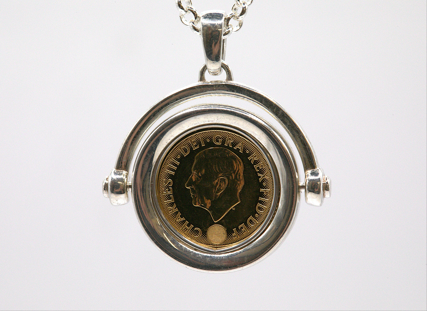 Quarter Sovereign Spinning Pendant with Sterling Silver Chain