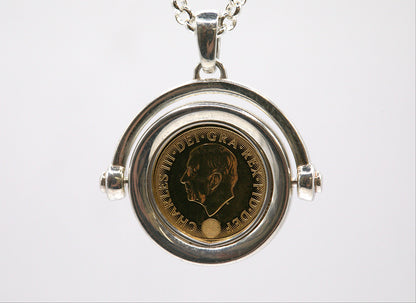 Quarter Sovereign Spinning Pendant with Sterling Silver Chain