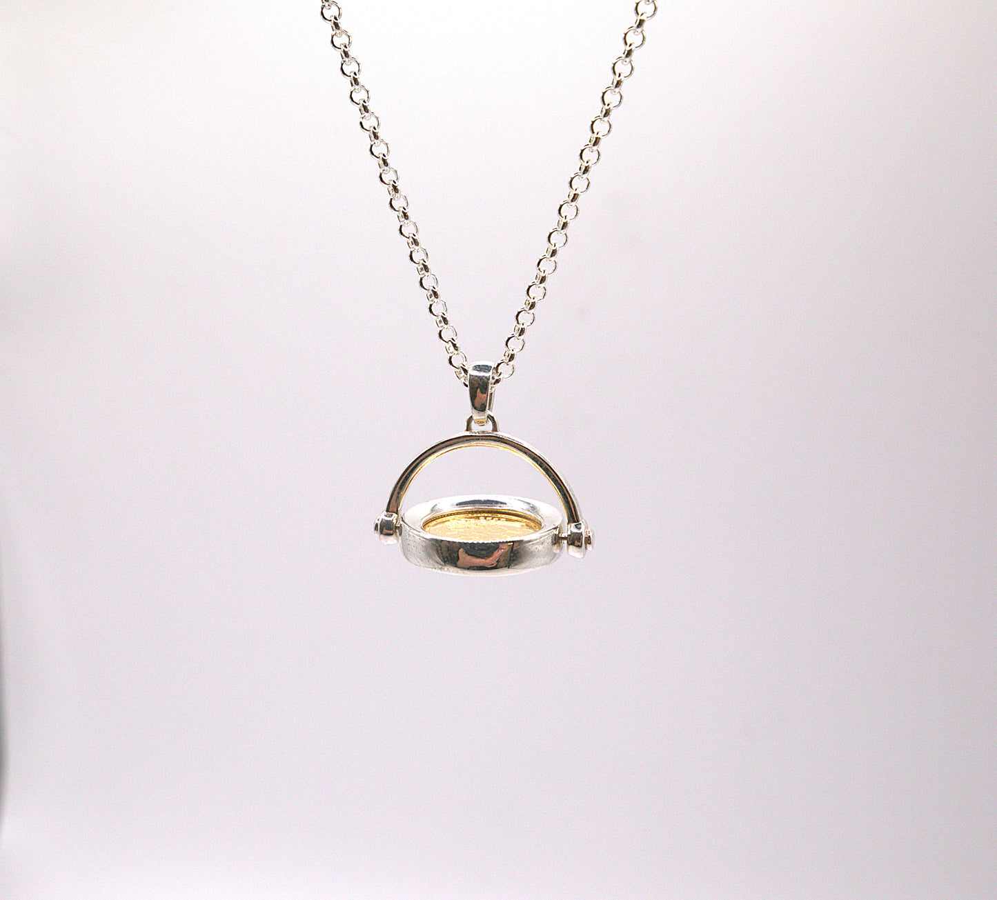 Quarter Sovereign Spinning Pendant with Sterling Silver Chain