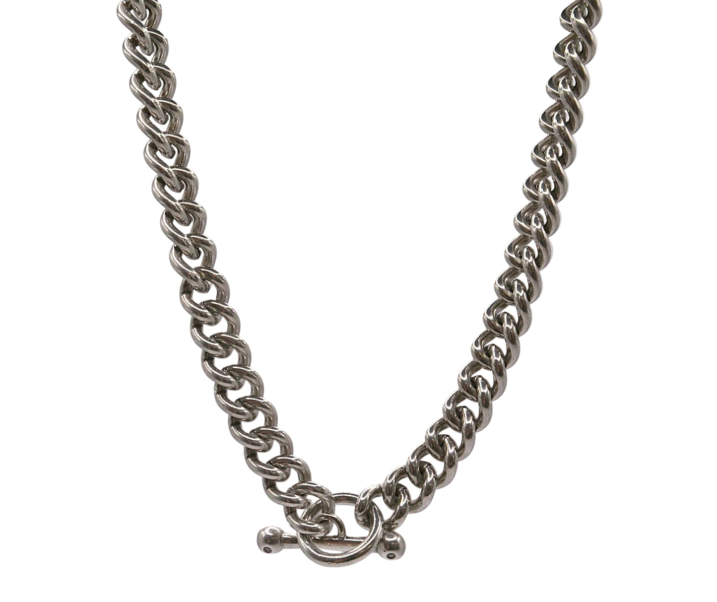 Sterling Silver Curb Necklace with T-Bar Toggle Pendant