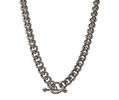 Sterling Silver Curb Necklace with T-Bar Toggle Pendant
