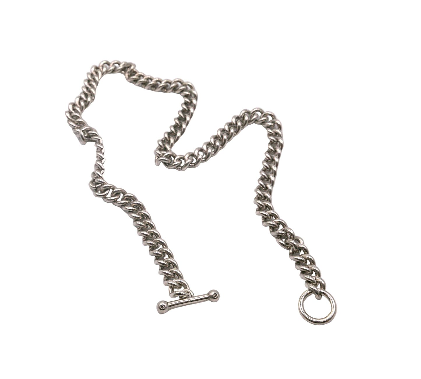 Sterling Silver Curb Necklace with T-Bar Toggle Pendant