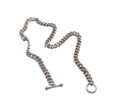 Sterling Silver Curb Necklace with T-Bar Toggle Pendant