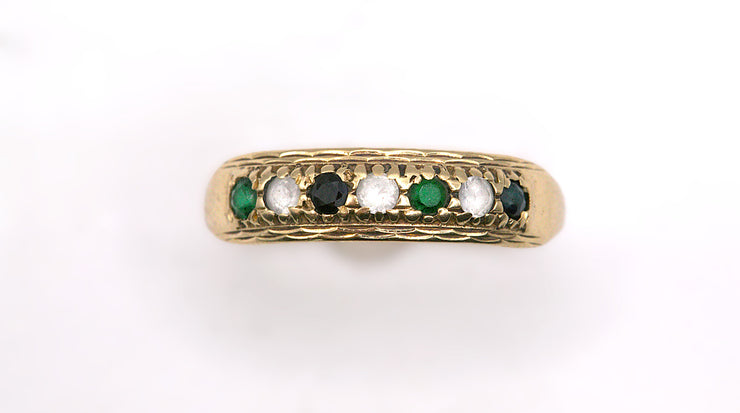Sapphire & Jadeite Half Eternity Ring