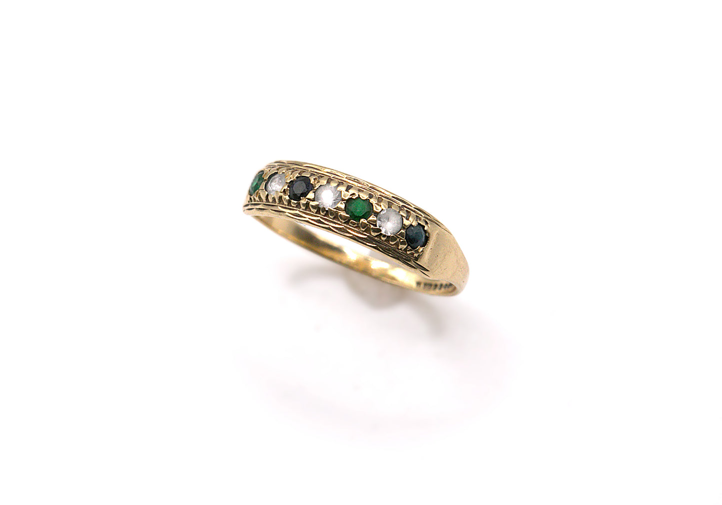 Sapphire & Jadeite Half Eternity Ring