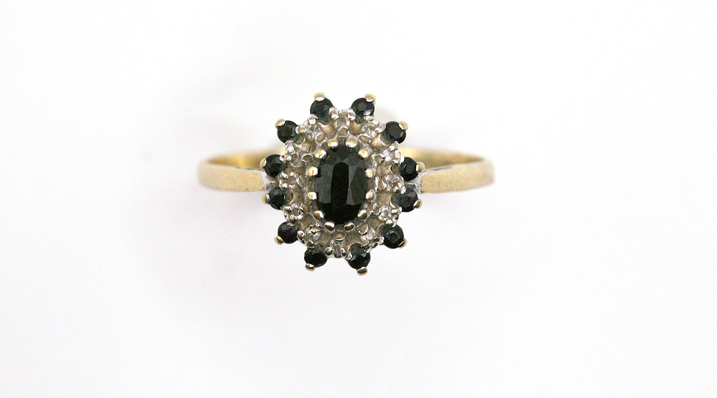 Sapphire & Diamond Cluster Ring