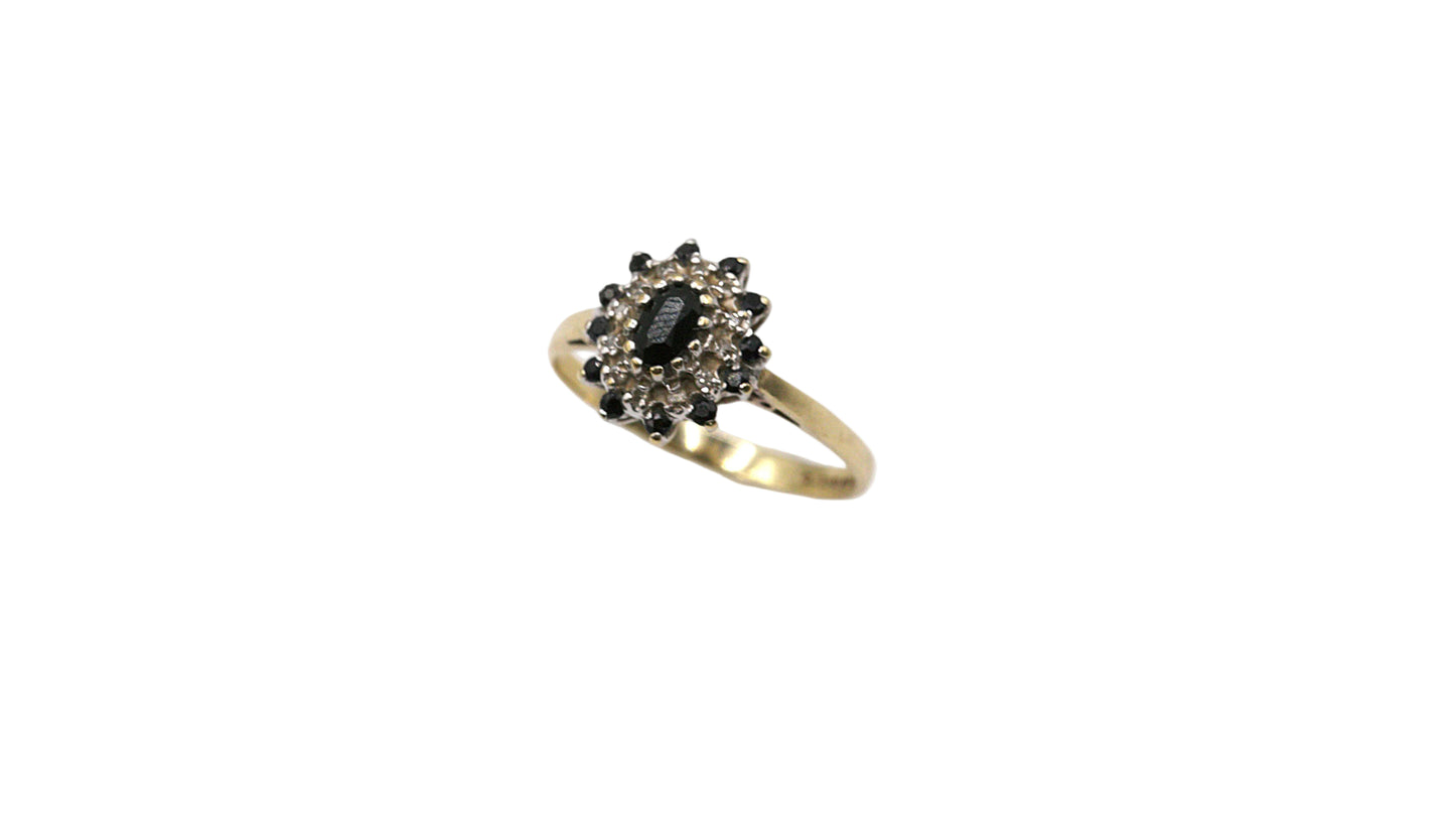 Sapphire & Diamond Cluster Ring
