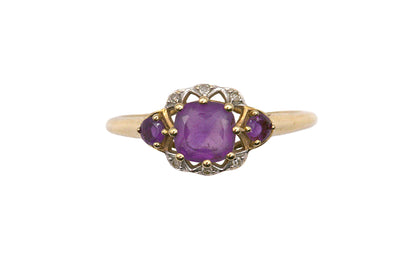 Amethyst & Diamond Cluster Ring