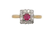Ruby & Diamond Cluster Ring