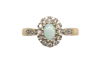 Opal & Diamond Cluster Ring