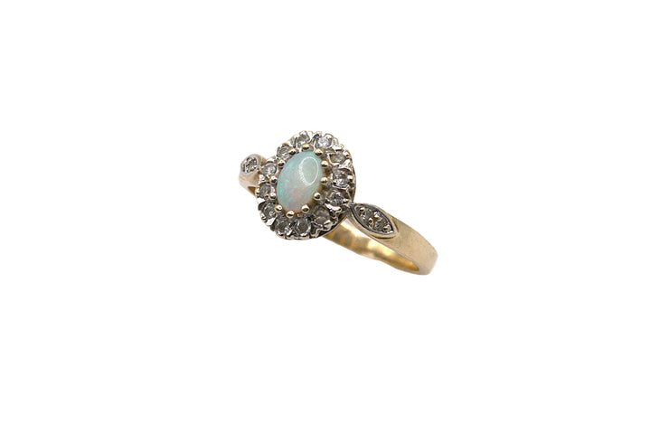 Opal & Diamond Cluster Ring
