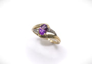 Amethyst & Diamond Cluster Ring – 9 Carat Yellow Gold – Approx. 0.03 Carat – Size O½