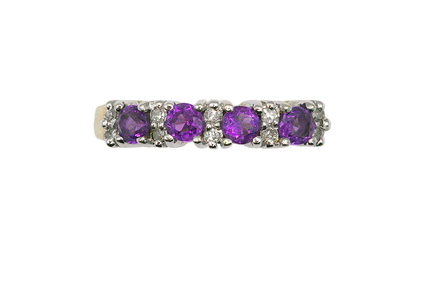 Amethyst & Diamond Half Eternity Ring
