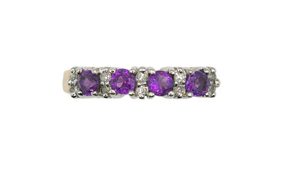 Amethyst & Diamond Half Eternity Ring