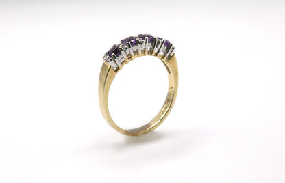 Amethyst & Diamond Half Eternity Ring