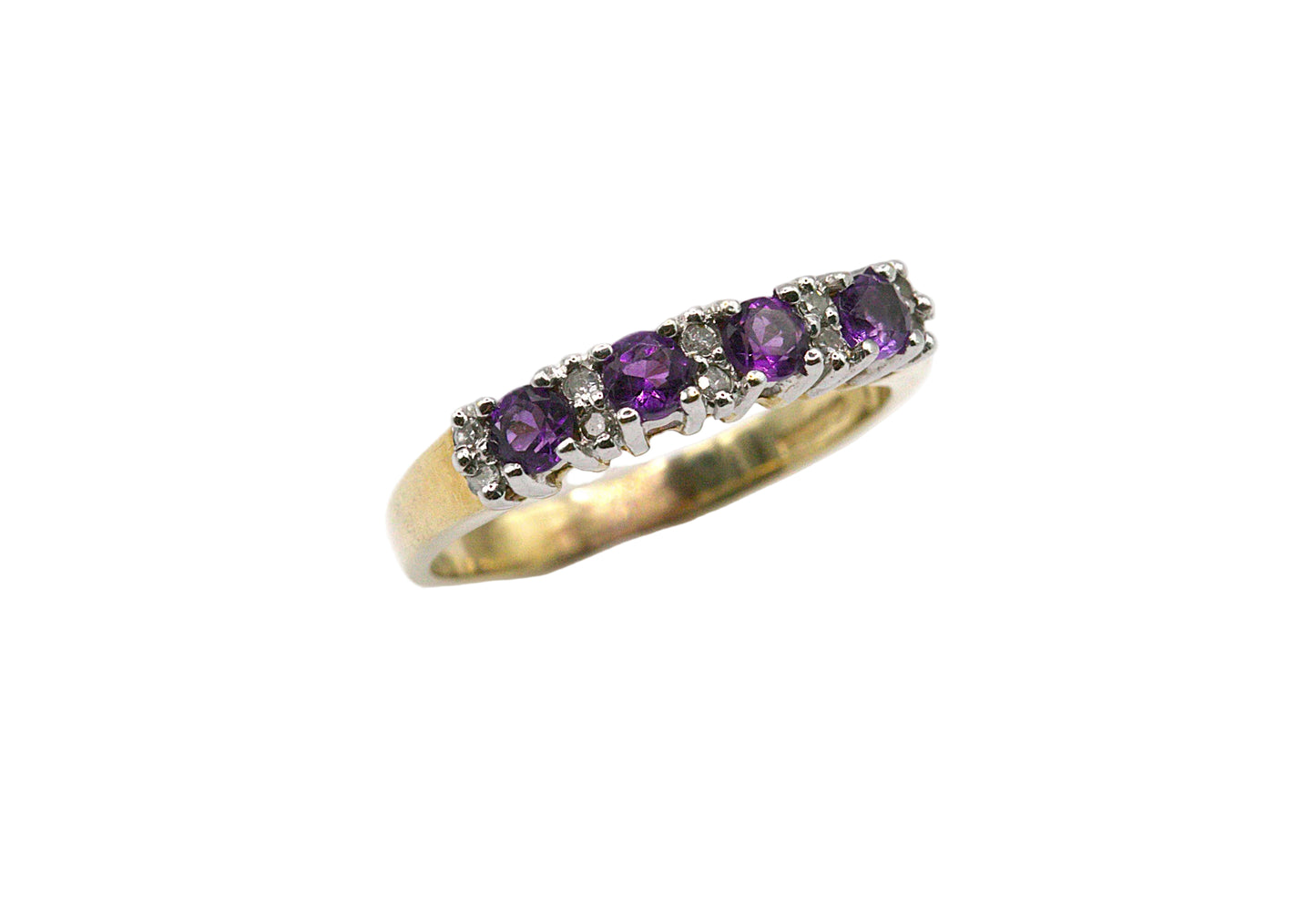 Amethyst & Diamond Half Eternity Ring