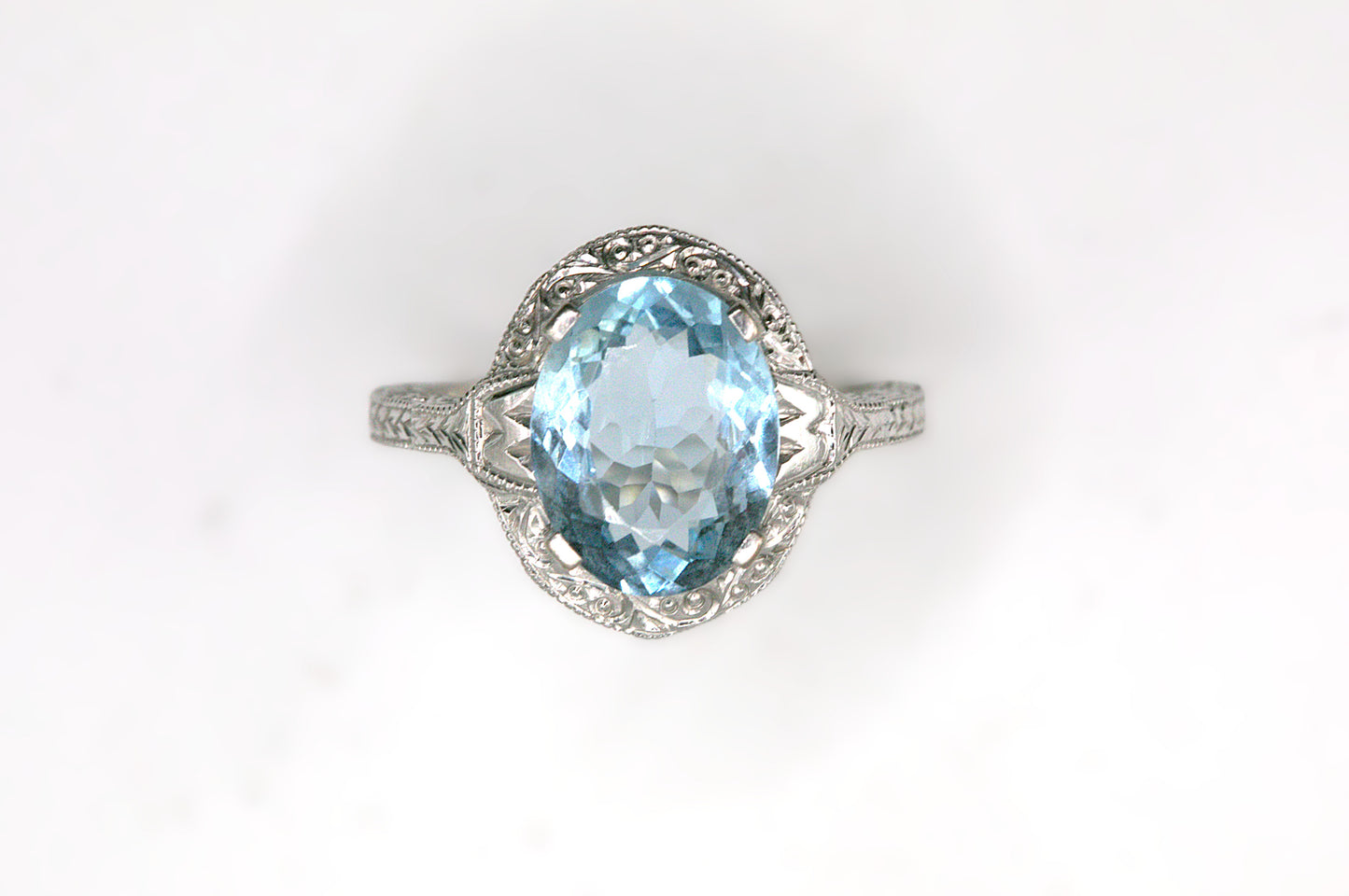 Aquamarine Oval Solitaire Ring