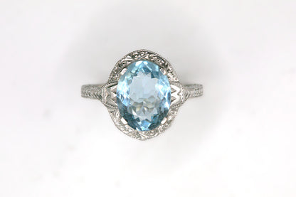 Aquamarine Oval Solitaire Ring