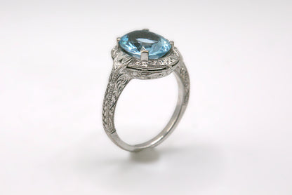 Aquamarine Oval Solitaire Ring