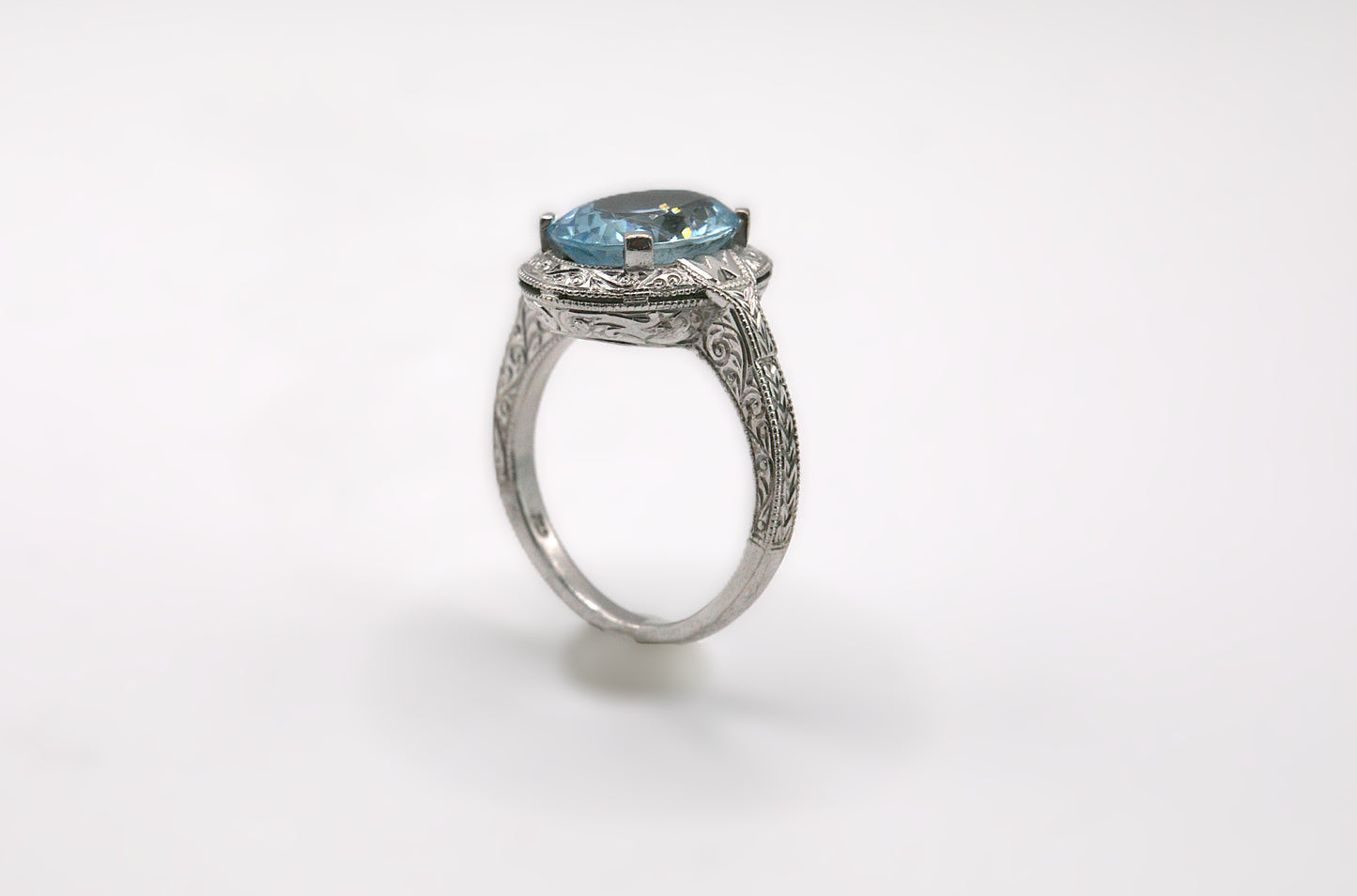 Aquamarine Oval Solitaire Ring
