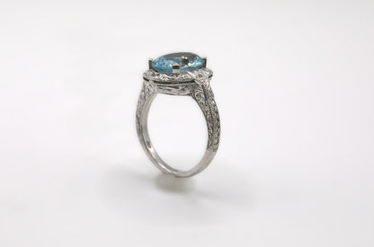 Aquamarine Oval Solitaire Ring