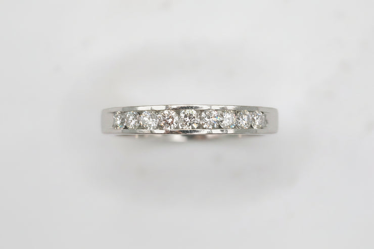 Diamond Half-Eternity Ring – 18 Carat White Gold – Size J½