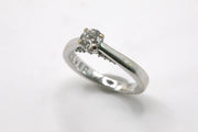 Diamond Solitaire Engagement Ring with Diamond-Set Shoulders – 18 Carat White Gold – Size J