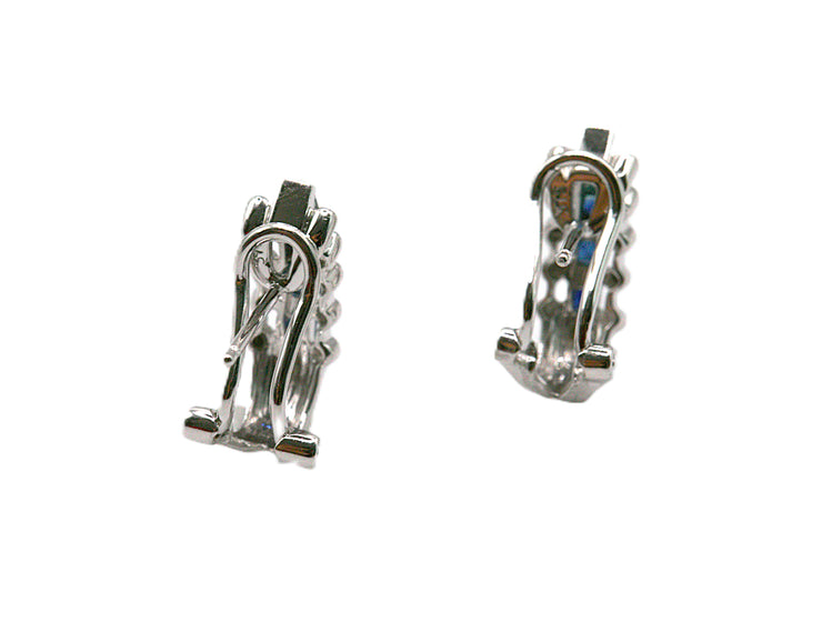 Sapphire Half-Hoop Earrings with Omega Backs – 9 Carat White Gold