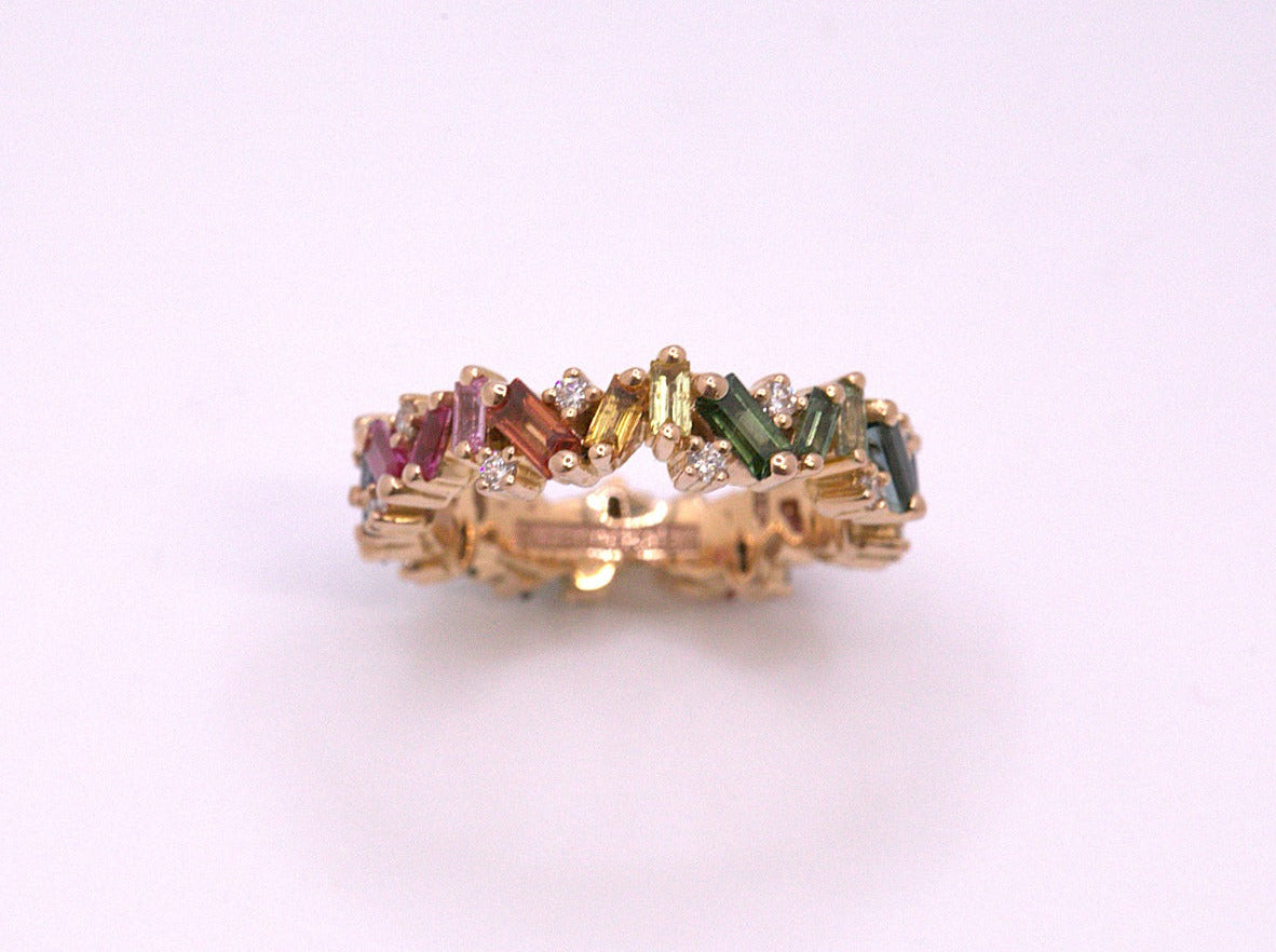 Suzanne Kalan Rainbow Sapphire & Diamond Eternity Ring