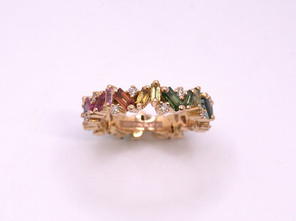 Suzanne Kalan Rainbow Sapphire & Diamond Eternity Ring