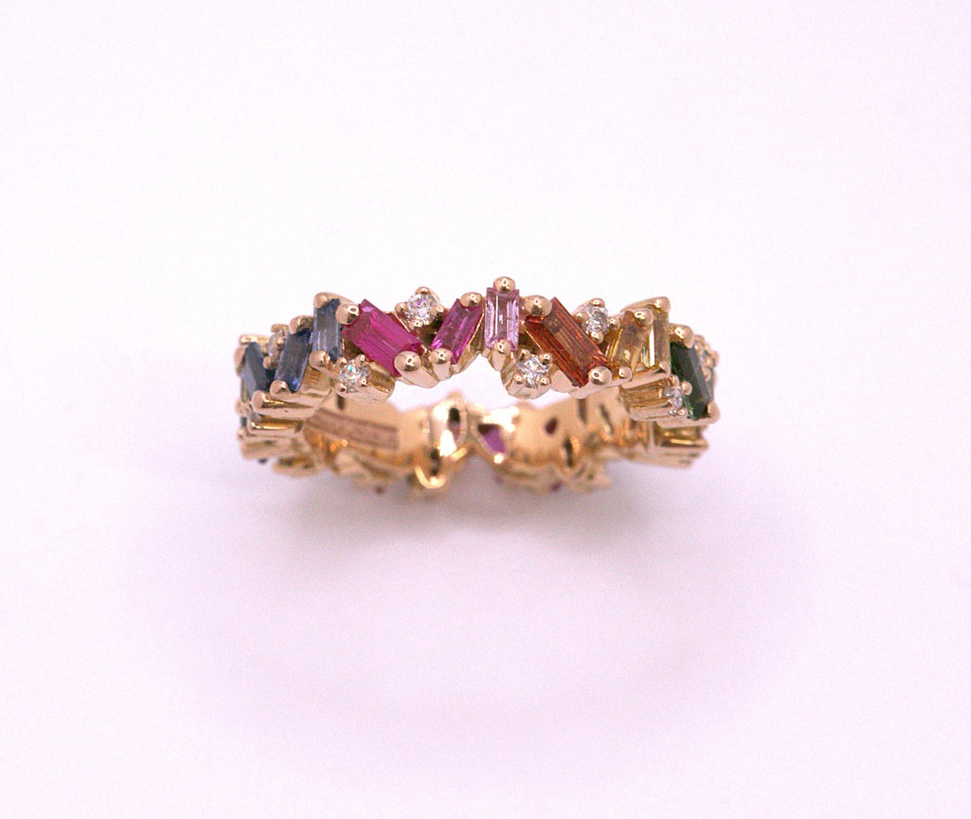 Suzanne Kalan Rainbow Sapphire & Diamond Eternity Ring