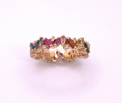 Suzanne Kalan Rainbow Sapphire & Diamond Eternity Ring
