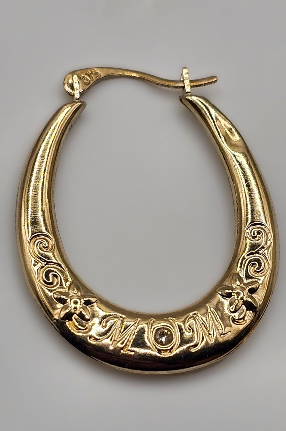 Diamond "MUM" Hoop Earrings 9ct Yellow Gold