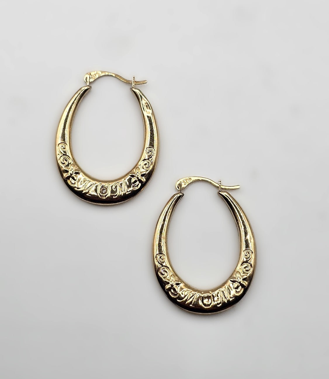 Diamond "MUM" Hoop Earrings 9ct Yellow Gold