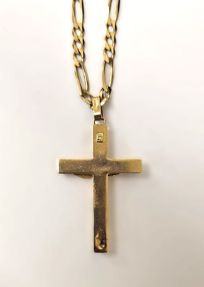 Crucifix Pendant With Figaro Chain