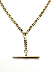 T-Bar Curb Chain Necklace - 9ct Gold - 18"