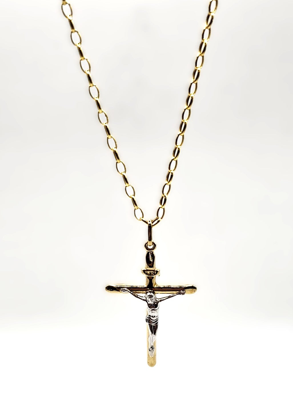 Crucifix Pendant with Belcher Chain