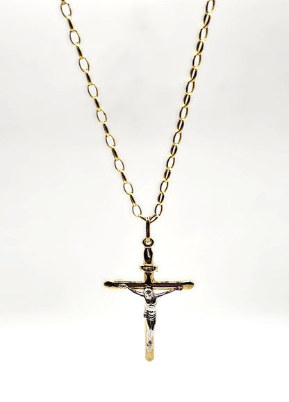Crucifix Pendant with Belcher Chain