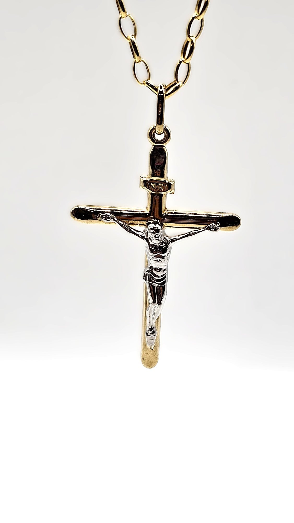 Crucifix Pendant with Belcher Chain