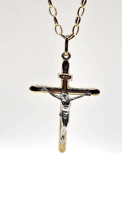 Crucifix Pendant with Belcher Chain