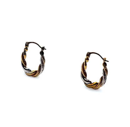 Creole Hoop Earrings - Tri Colour 9ct Gold
