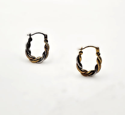Creole Hoop Earrings - Tri Colour 9ct Gold