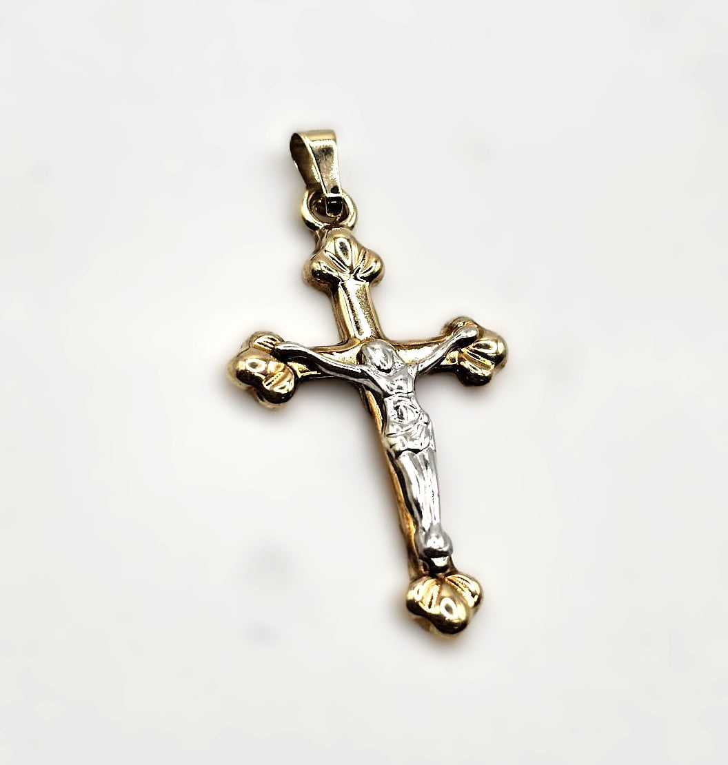 Crucifix Pendant - 9ct Bi-Colour Gold