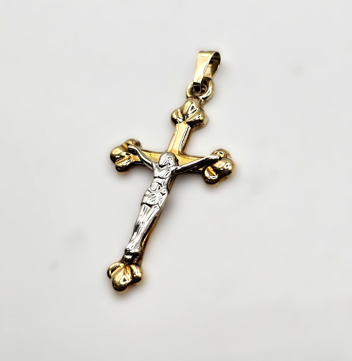 Crucifix Pendant - 9ct Bi-Colour Gold